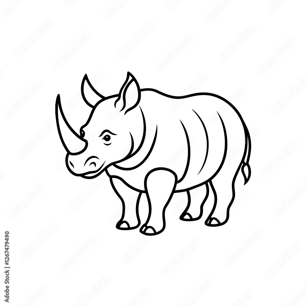 Obraz premium rhino line art on white background 