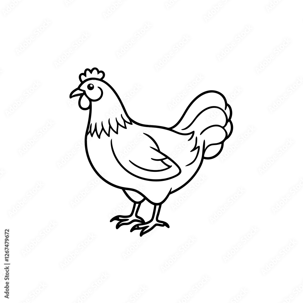 chicken line art on white background
chicken line art on white background