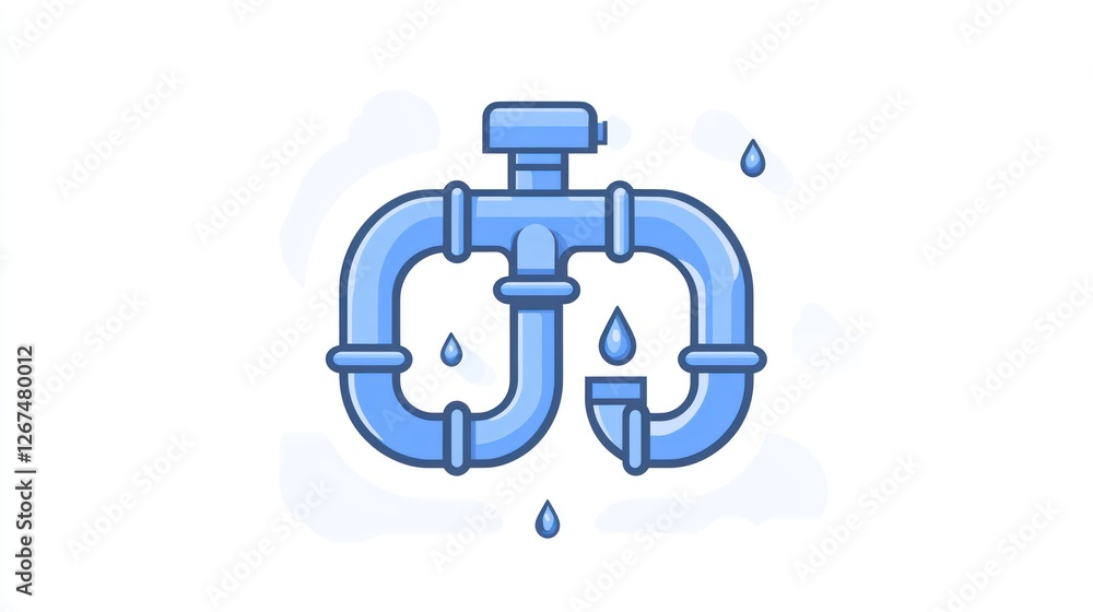 Leaky Pipes Plumbing System Illustration Leaky Pipes Plumbing System Illustration