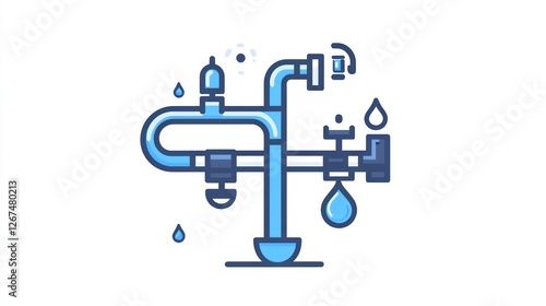 Water pipeline system diagram, schematic photo