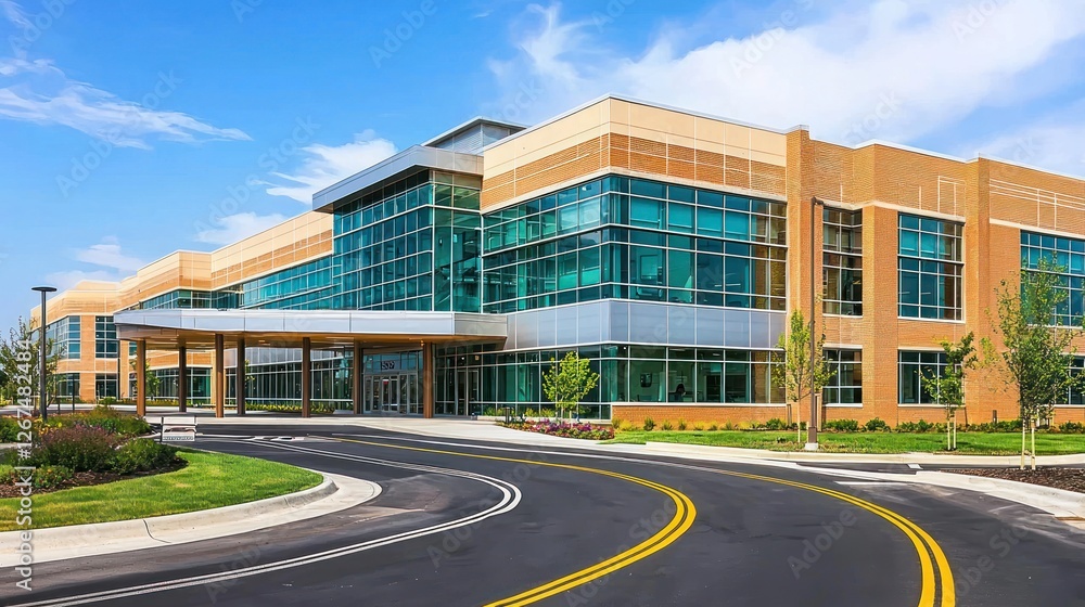 Exterior of a modern hospital building Exterior of a modern hospital building