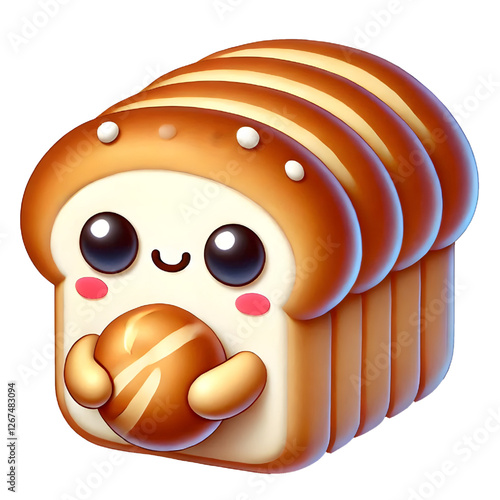 3D Cute bread design isolated on white background