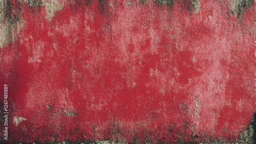 The pattern red wall texture of surface concrete for background. Old weathered red wall background or texture. Asymmetrical bright red wall with bold paint texture.