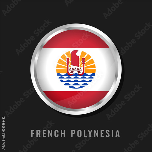 The flag of the French_Polynesia Country with a white cross on a red background and green triangles in the corners