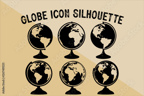 Globe Planet Earth Silhouette. Planet Earth Icon Silhouette.