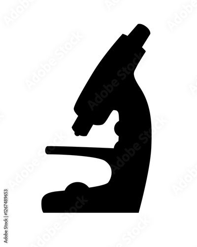 Microscope - vector black silhouette for logo or pictogram. Microscope - vector icon for your logo. Scientific, medical and educational symbol - a microscope.	