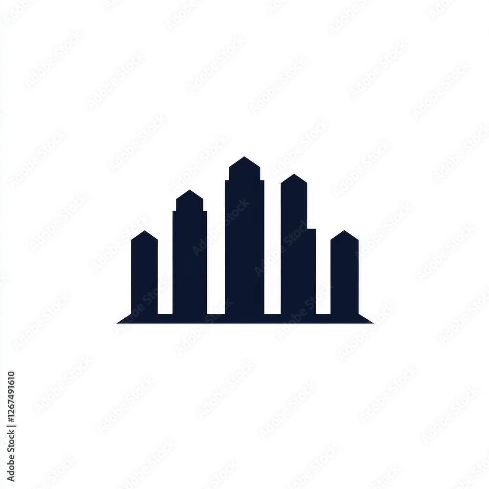 Simple silhouette of a city skyline with several skyscrapers. Simple silhouette of a city skyline with several skyscrapers.