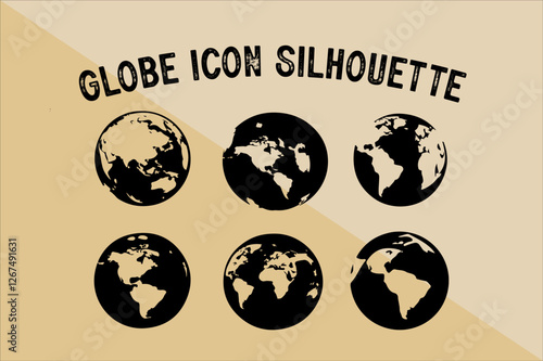 Globe Planet Earth Silhouette. Planet Earth Icon Silhouette.