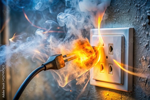 Burning phone charger, short circuit, and smokeâ€”a dangerous electrical malfunction posing a serious home fire hazard.  Safety warning: inspect cords!