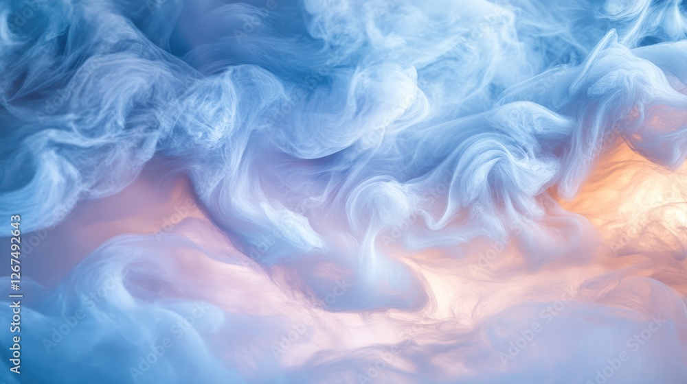 Abstract Dreamy Swirls of Pastel Blue and Peach Ink in Water Abstract Dreamy Swirls of Pastel Blue and Peach Ink in Water