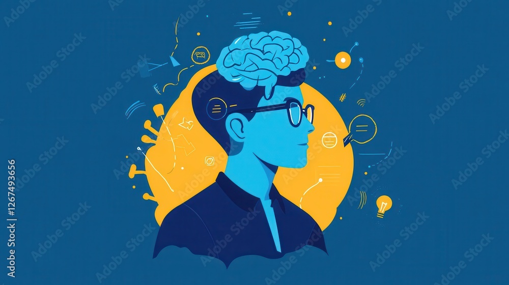 Creative Mind Concept with Brain and Ideas Illustration Creative Mind Concept with Brain and Ideas Illustration