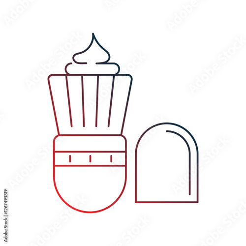 shaving brush gradient outline icon with white background vector stock illustration