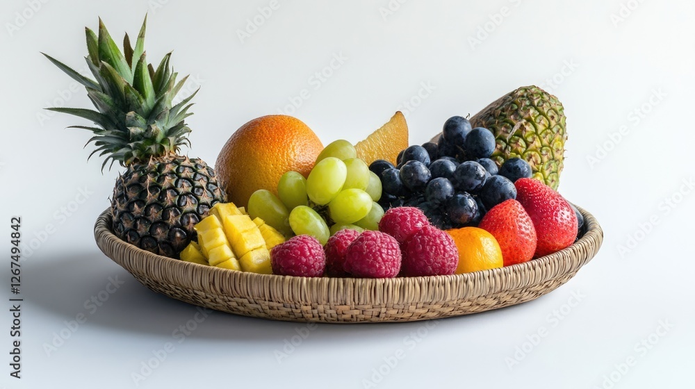Assorted Fresh Fruit Platter in a Woven Basket Assorted Fresh Fruit Platter in a Woven Basket