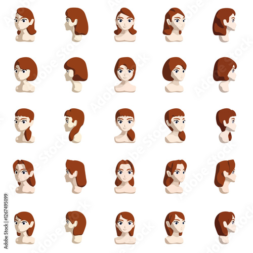 さまざまな髪型をした女性のイラスト

