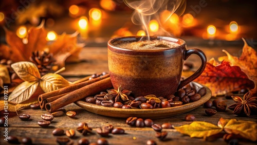 Wallpaper Mural Cozy autumn vibes: a cinnamon coffee cup, artfully photographed, invites warmth and comfort. Torontodigital.ca