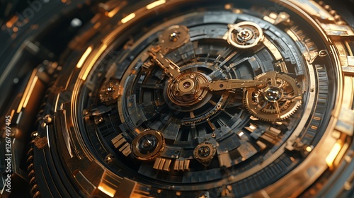 Wallpaper Mural Intricate Golden Gear Mechanism Detailed Close Up Abstract Engineering Design Futuristic Technology Mechanical Clockwork Art Background Image 3D Cogs  Torontodigital.ca