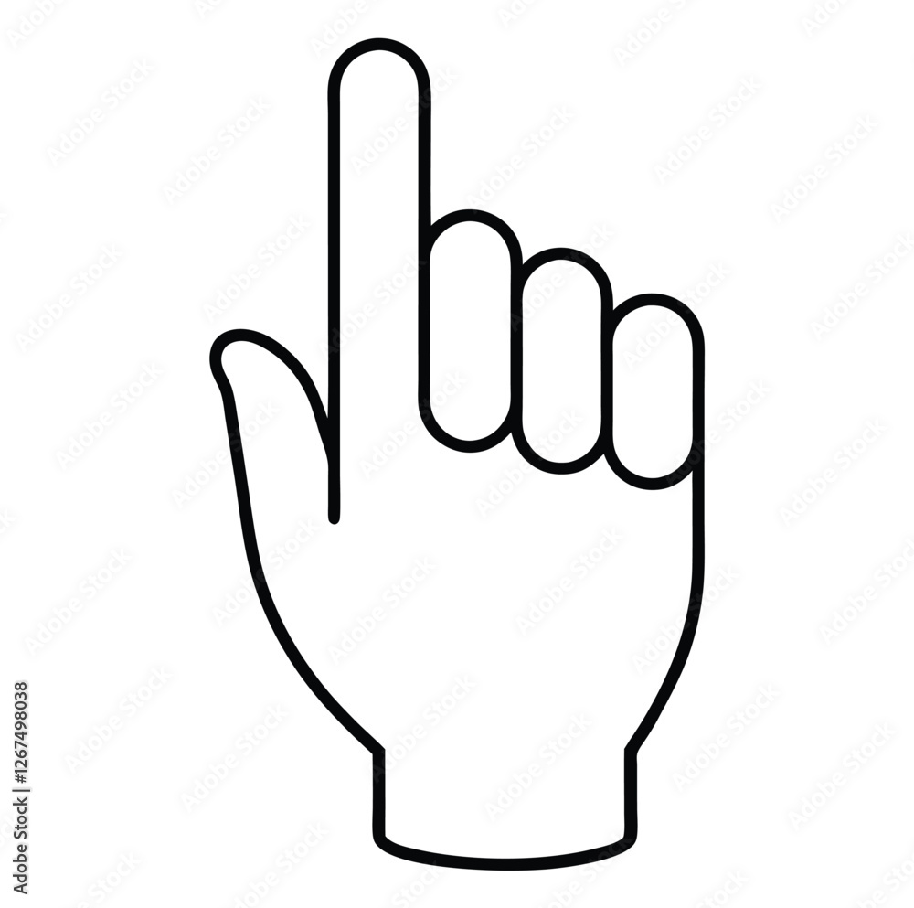 Hands shows raised index finger line art icon sign silhouette vector illustration on white background Hands shows raised index finger line art icon sign silhouette vector illustration on white background