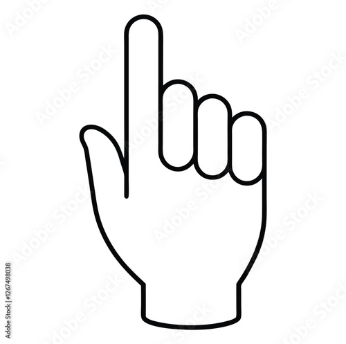 Hands shows raised index finger line art icon sign silhouette vector illustration on white background