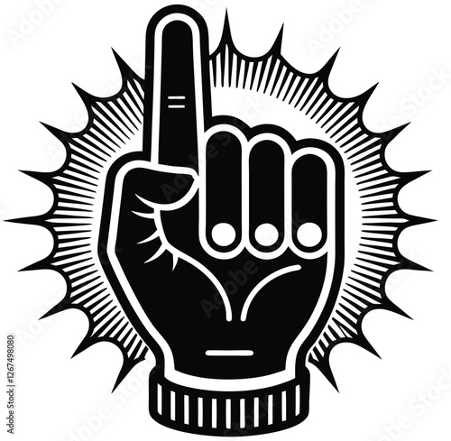 Hands shows raised index finger line art icon sign silhouette vector illustration on white background