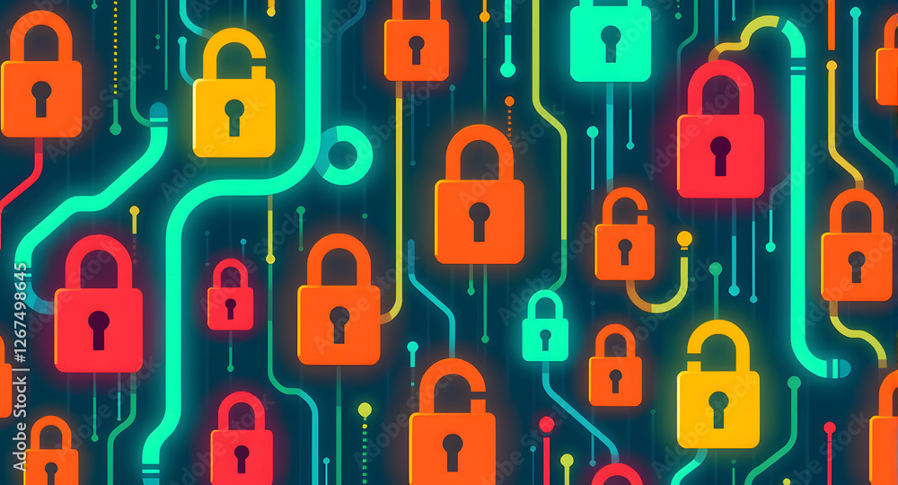 Cybersecurity Network with Padlocks Cybersecurity Network with Padlocks