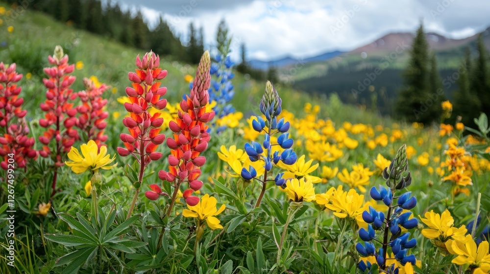 Obraz premium Vibrant summer flowers blooming in the natural landscape