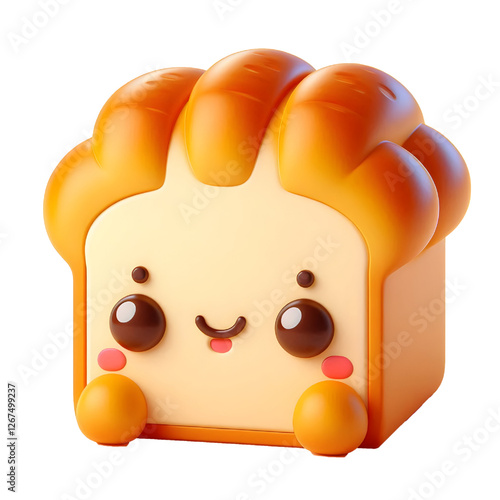 3D Cute bread design isolated on white background