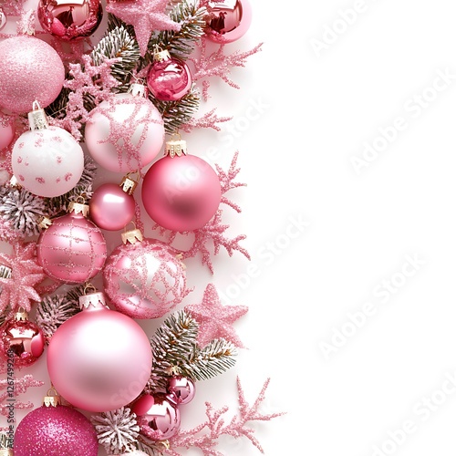 Ornate Festive Pink Christmas Bauble Border