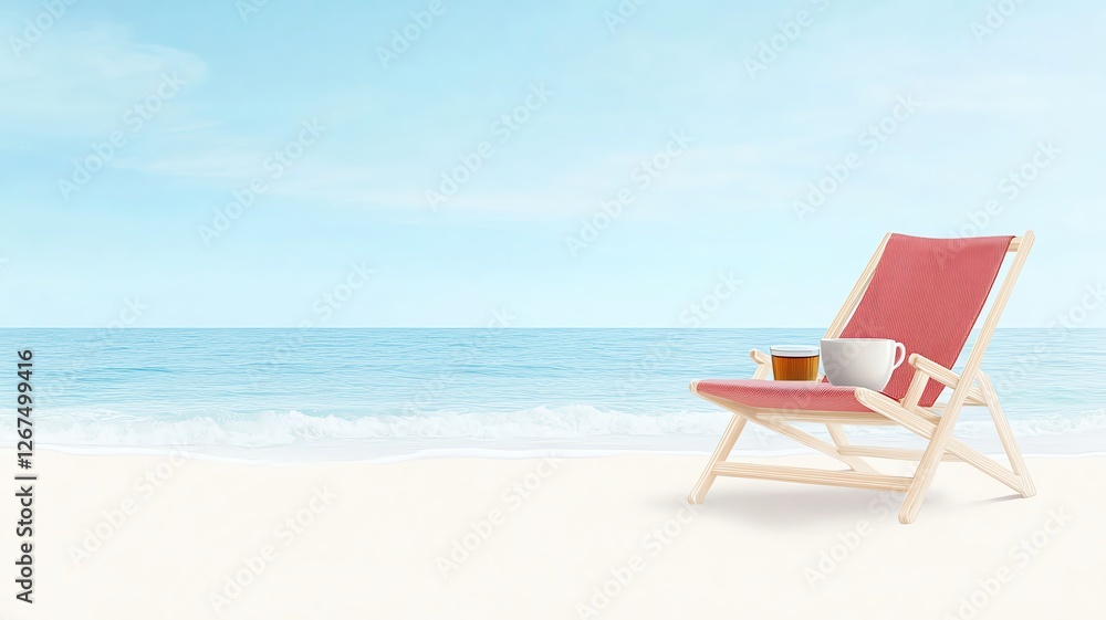Relaxation Retreat Bliss in the morning featuring a cozy lounge chair, a cup of tea, and gentle waves lapping against a private beach Relaxation Retreat Bliss in the morning featuring a cozy lounge chair, a cup of tea, and gentle waves lapping against a private beach