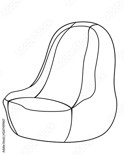 Armchair-bag - frameless furniture - a vector linear picture for coloring. Outline. Armchair - pear - upholstered furniture without frame. Hand drawing	