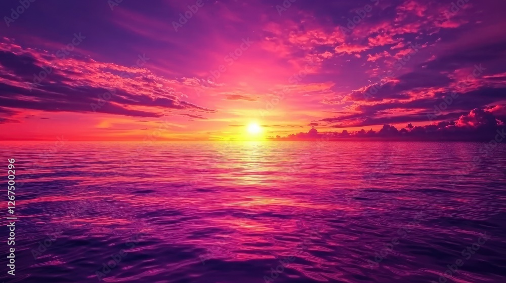 Gorgeous sunset over a calm ocean with vibrant colors Gorgeous sunset over a calm ocean with vibrant colors