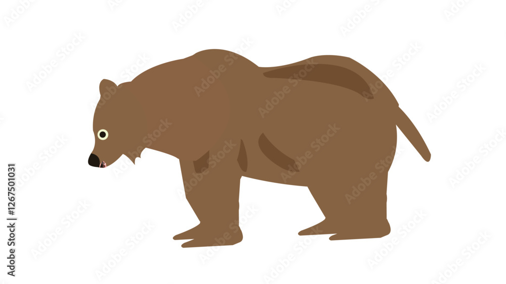 Fototapeta premium Wild brown bear cartoon character flat vector illustrations set. 