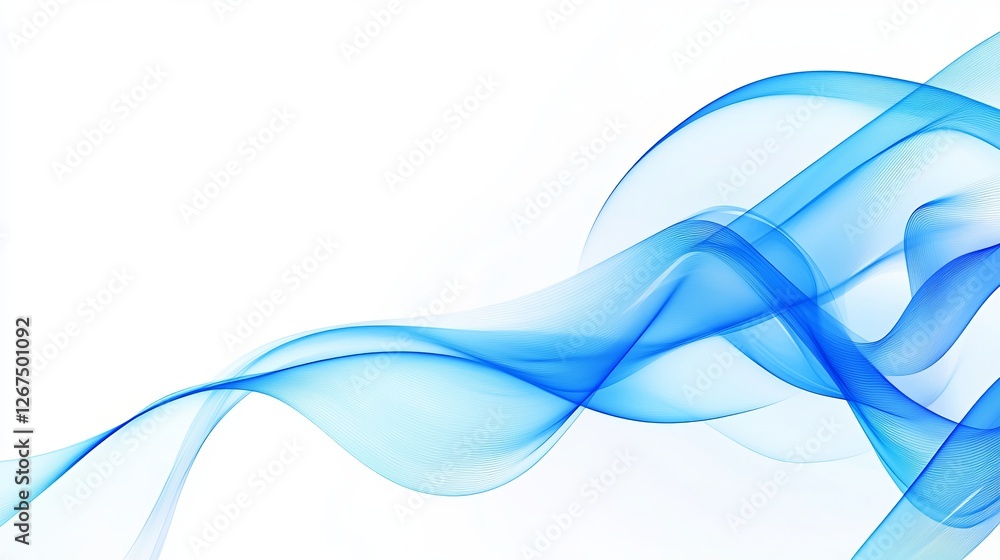 Obraz premium Abstract Blue Wave Design Elegant Swirling Flowing Lines Smooth Gentle Curves Modern Background Illustration Digital Art Graphic Resource Template