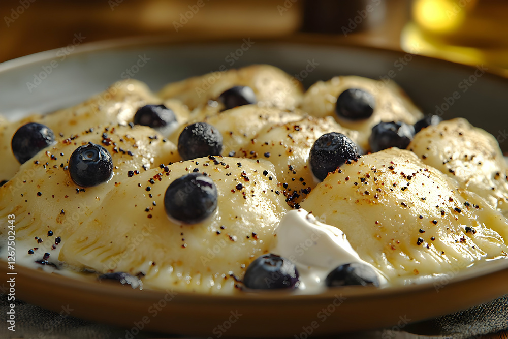 Baked Pierogi With Blueberries And Sour Cream Baked Pierogi With Blueberries And Sour Cream