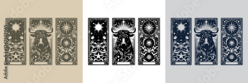 tattoo style bull vector playing card design