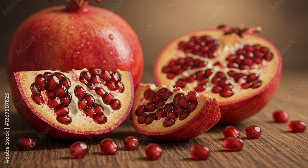 Pomegranate with slices Pomegranate with slices