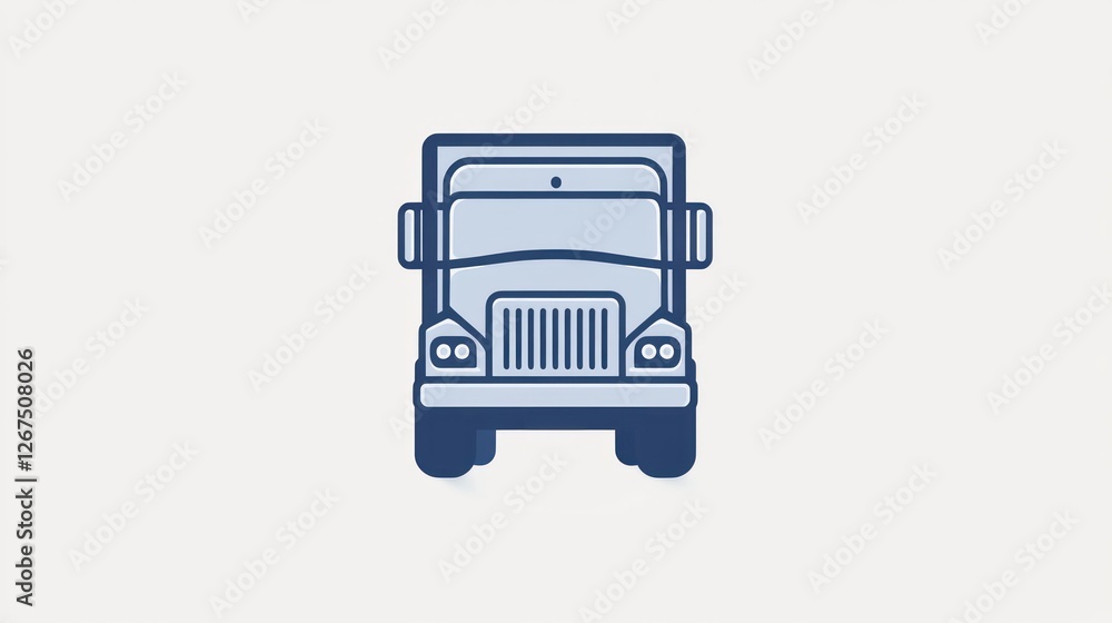 Front view of a semi-truck, simple graphic Front view of a semi-truck, simple graphic