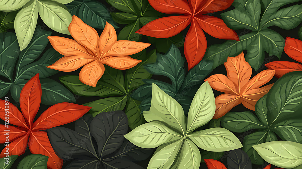 custom made wallpaper toronto digitalAutumnal Leaves Assortment in Natural Arrangement Detailed Floral Design Organic Botanical Background
