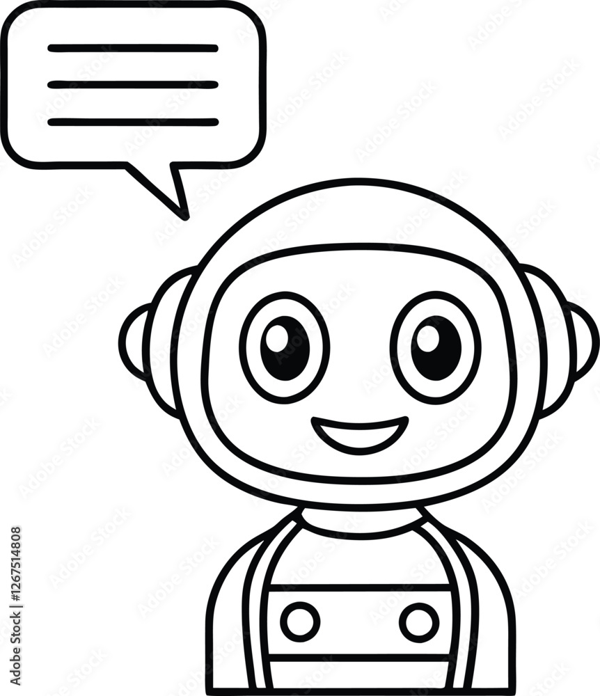 Fototapeta premium Friendly Robot Chatbot AI Assistant Virtual Helper Digital Communication