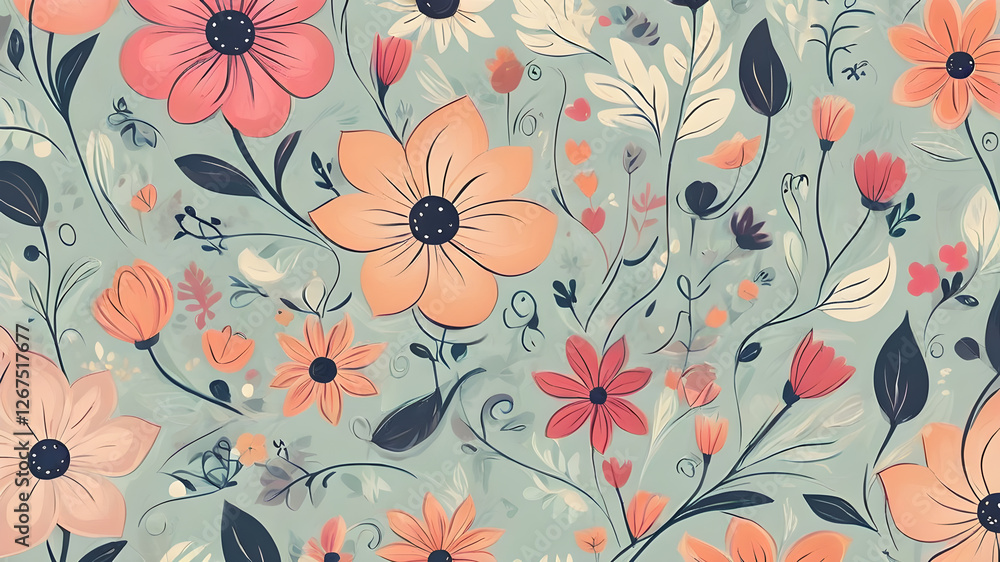 Artifical Intelligence generated seamless floral elements. Abstract Modern Brochure floral Design patterns Artifical Intelligence generated seamless floral elements. Abstract Modern Brochure floral Design patterns