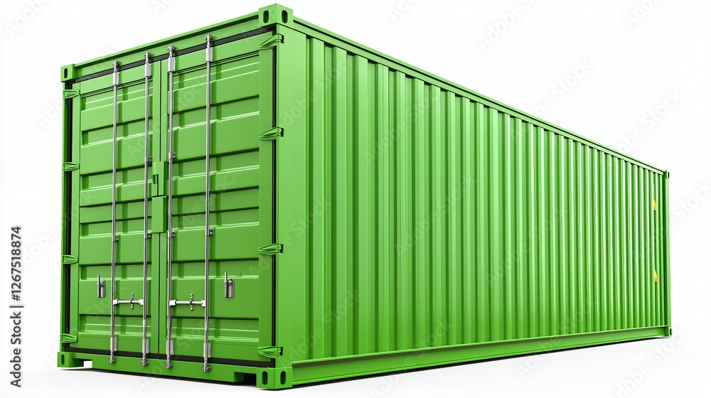 Green shipping container, isolated, logistics, cargo transport Green shipping container, isolated, logistics, cargo transport