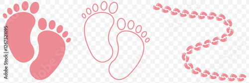 Baby feet clean black icon on transparent Background. baby feet icon vector set. footprint, newborn, kids feet sign. baby feet. EPS 10.