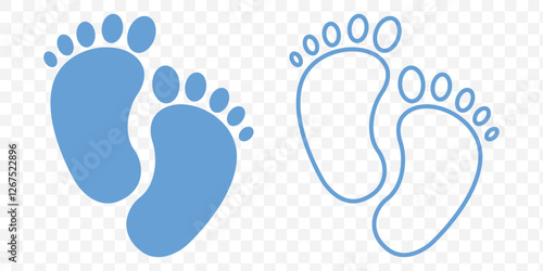 Baby footprint icon collection. Baby feet vector icon. Newborn barefoot icon set. footprint, newborn, kids feet sign. Vector EPS 10.