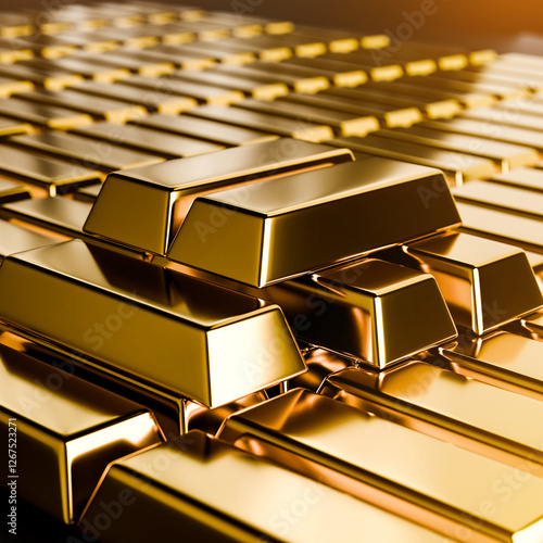 Gold bars. Growth rate in prices for Gold bars with markings. Growth in investment income.3d illustration.3d render