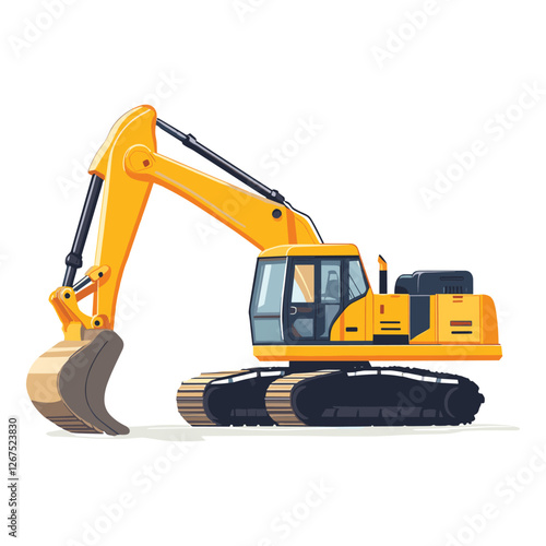 excavator isolated on a white background, Flat style  vector illustration