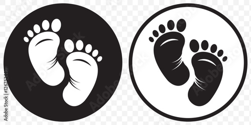 Baby footprint icon collection. Baby feet vector icon. Newborn barefoot icon set. footprint, newborn, kids feet sign. Vector EPS 10.