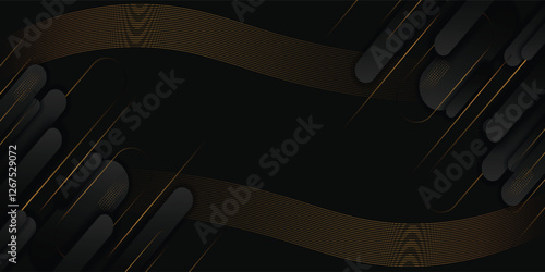 Black luxury background with gold lines. . Elegant background for website or presentation