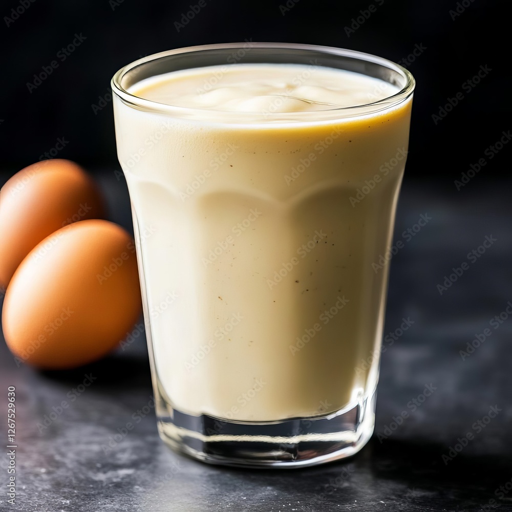 Egg white protein shake in a glass, high-protein post-workout drink
