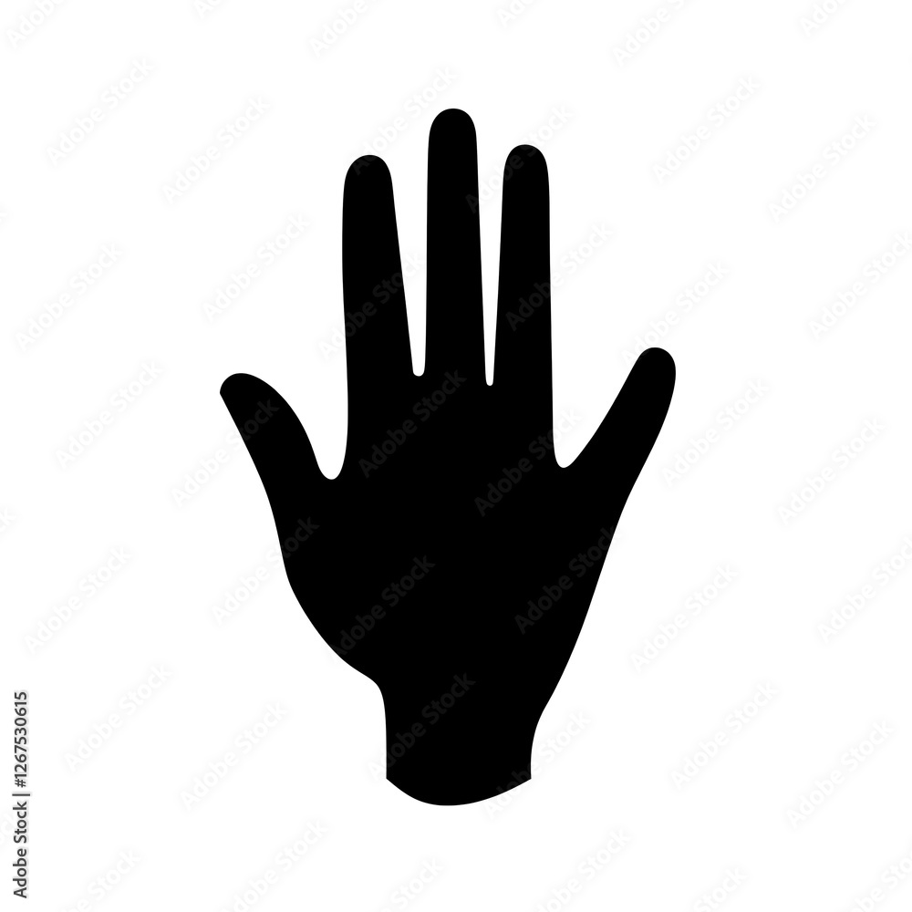 Black Silhouette Of A Human Hand Showing Five Fingers Black Silhouette Of A Human Hand Showing Five Fingers
