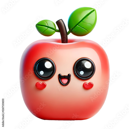 Cute 3d apple design isolated on white background