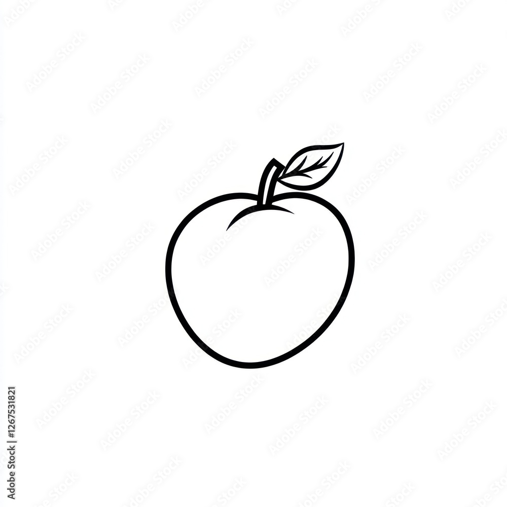 Simple black and white peach graphic illustration Simple black and white peach graphic illustration